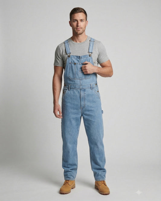 Herren Latzhose Jeans Mehrfachtaschen Dunkelblau - Norvielle