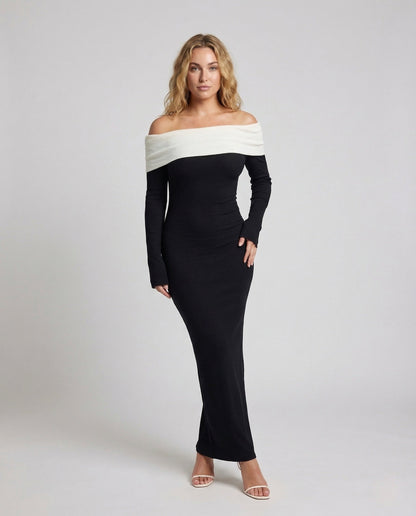 Damen Maxikleid Schulterfrei mit Glockenärmeln - Norvielle