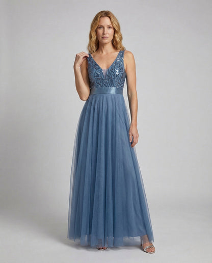 Damen Ballkleid mit Tüllrock und besticktem Bustier - Norvielle