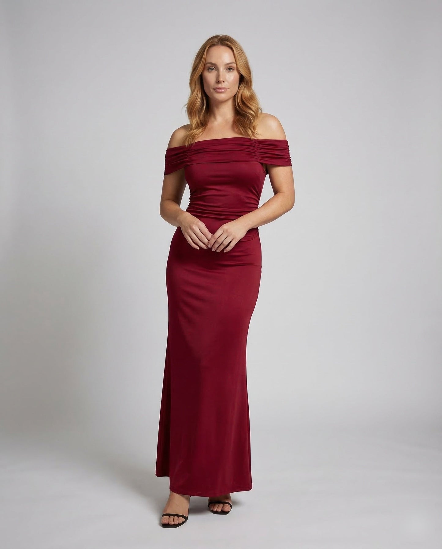 Damen Abendkleid Satin Schulterfrei - Norvielle