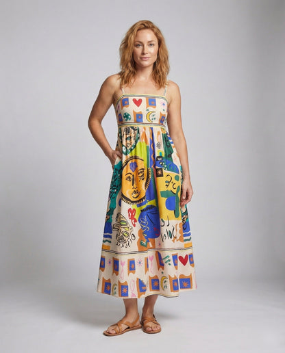 Damen Maxikleid Alloverprint - Norvielle