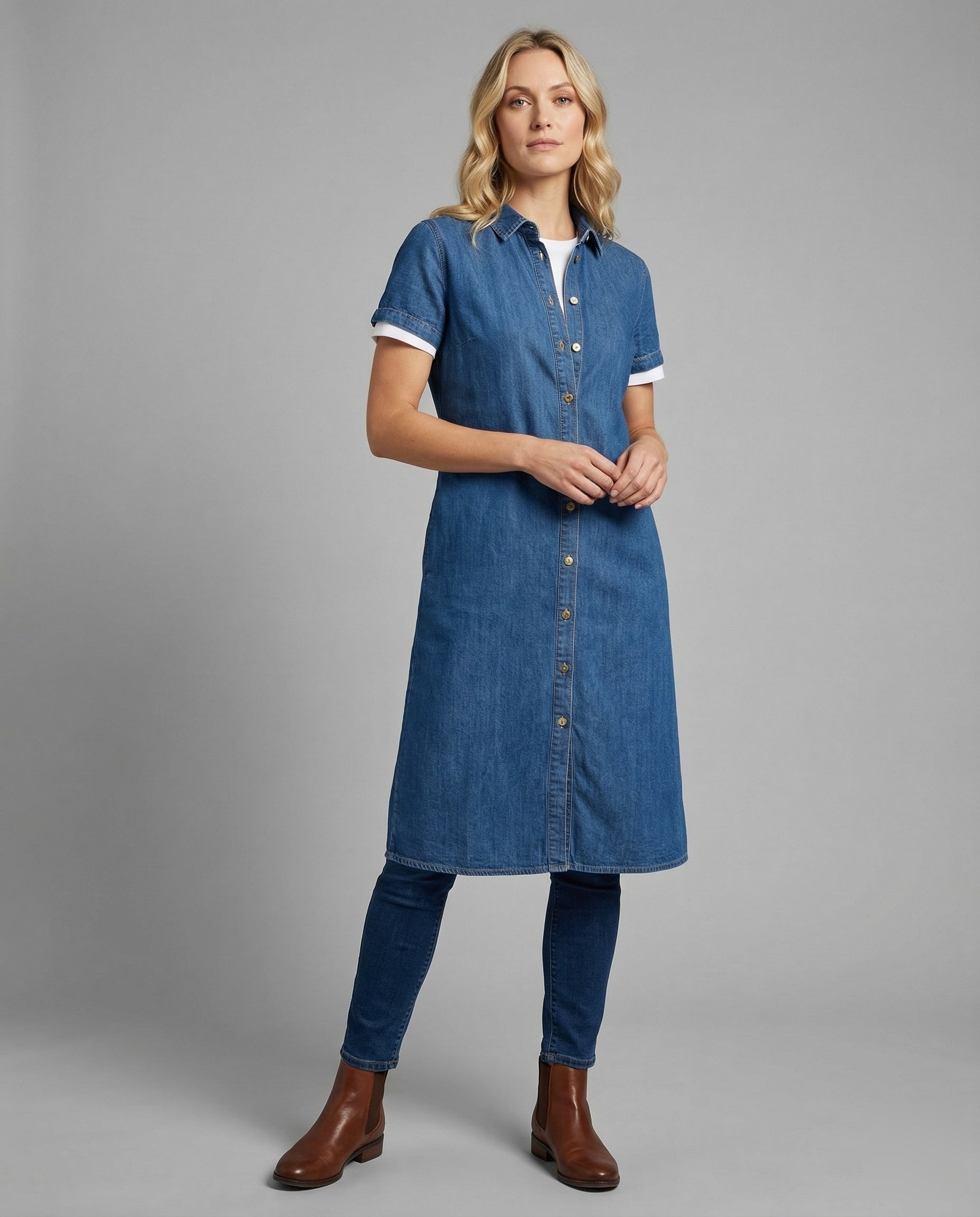 Damen Oversize Jeanshemd Kleid - Norvielle