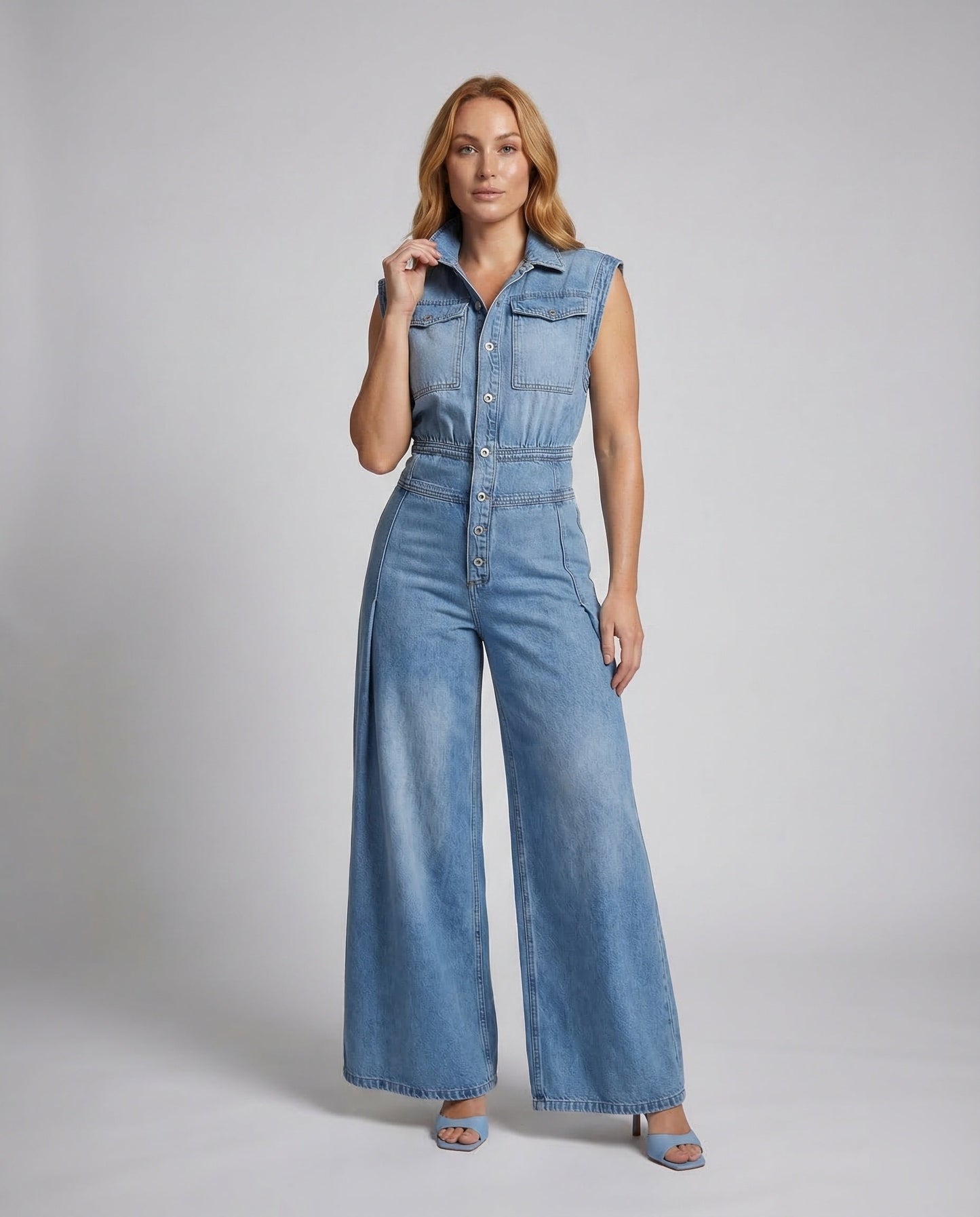 Damen Jeans-Jumpsuit Weites Bein - Norvielle
