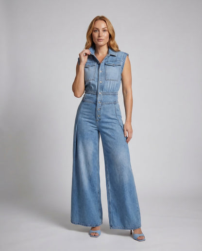 Damen Jeans-Jumpsuit Weites Bein - Norvielle