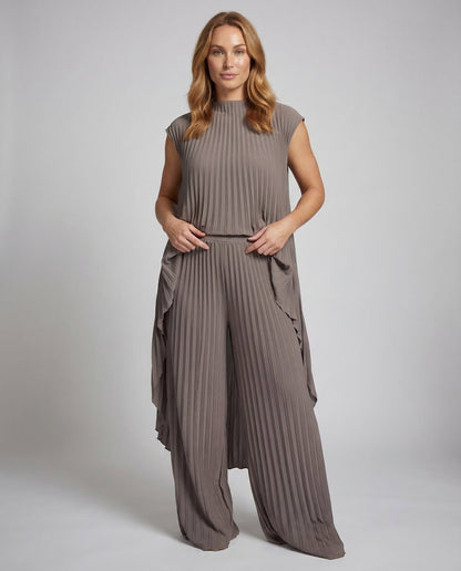 Damen Zweiteiler Plisseekleid Set - Norvielle
