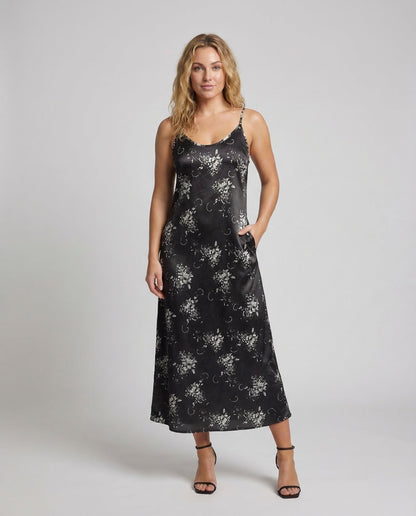 Damen Satin Slipkleid Blumenmuster - Norvielle