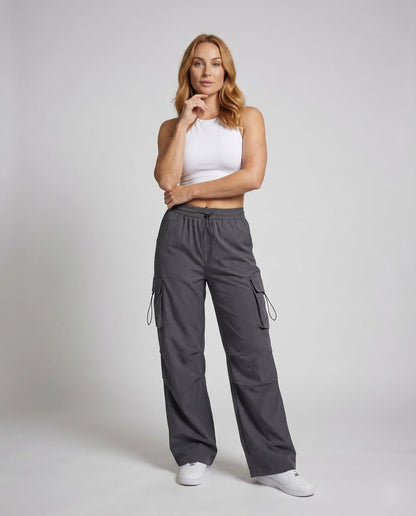 Damen Nylon Cargohose Weitbein - Norvielle