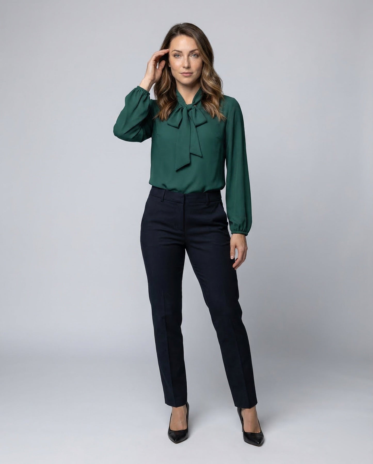 Damen Chiffon Bluse mit Schleifenkragen - Norvielle