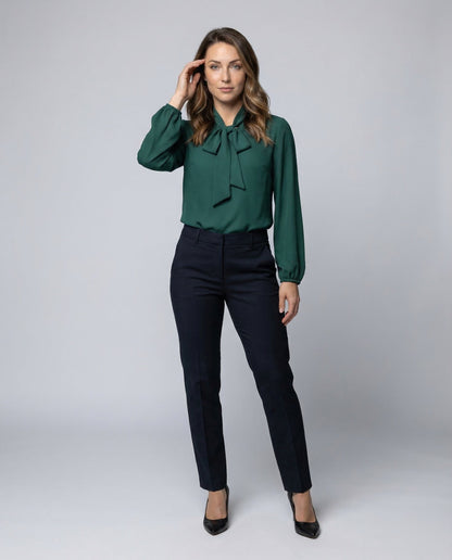 Damen Chiffon Bluse mit Schleifenkragen - Norvielle