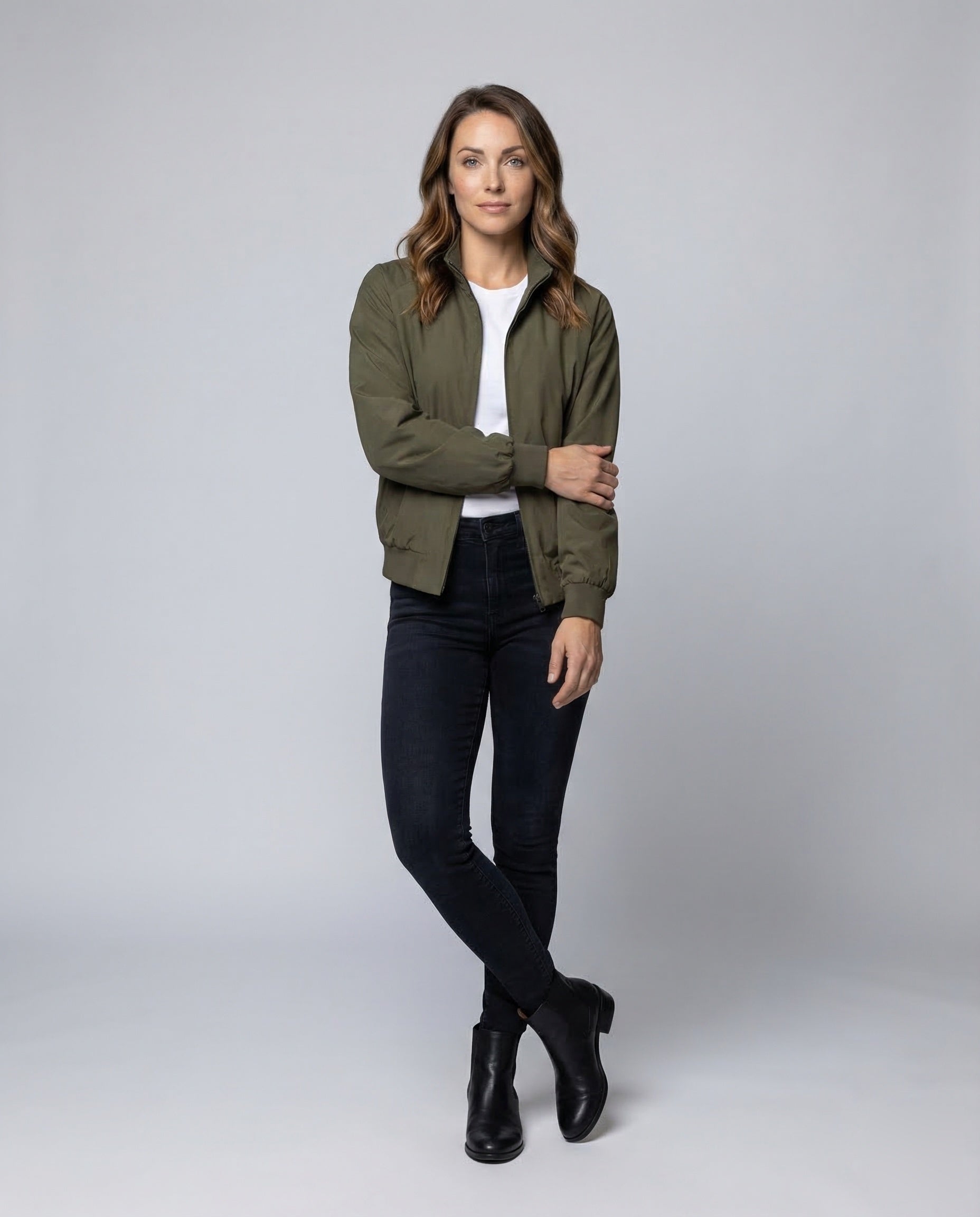 Damen Bomberjacke Kariert Lässig - Norvielle