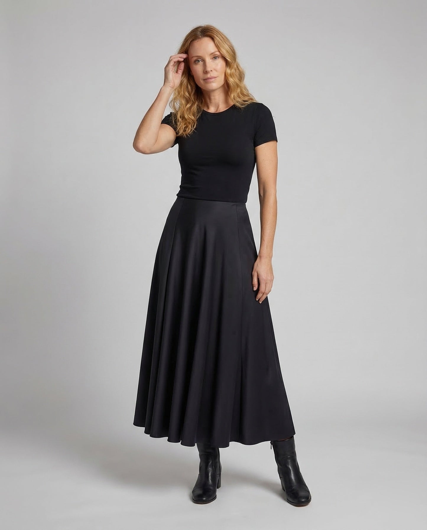 Damen Midirock High Waist Satin - Norvielle