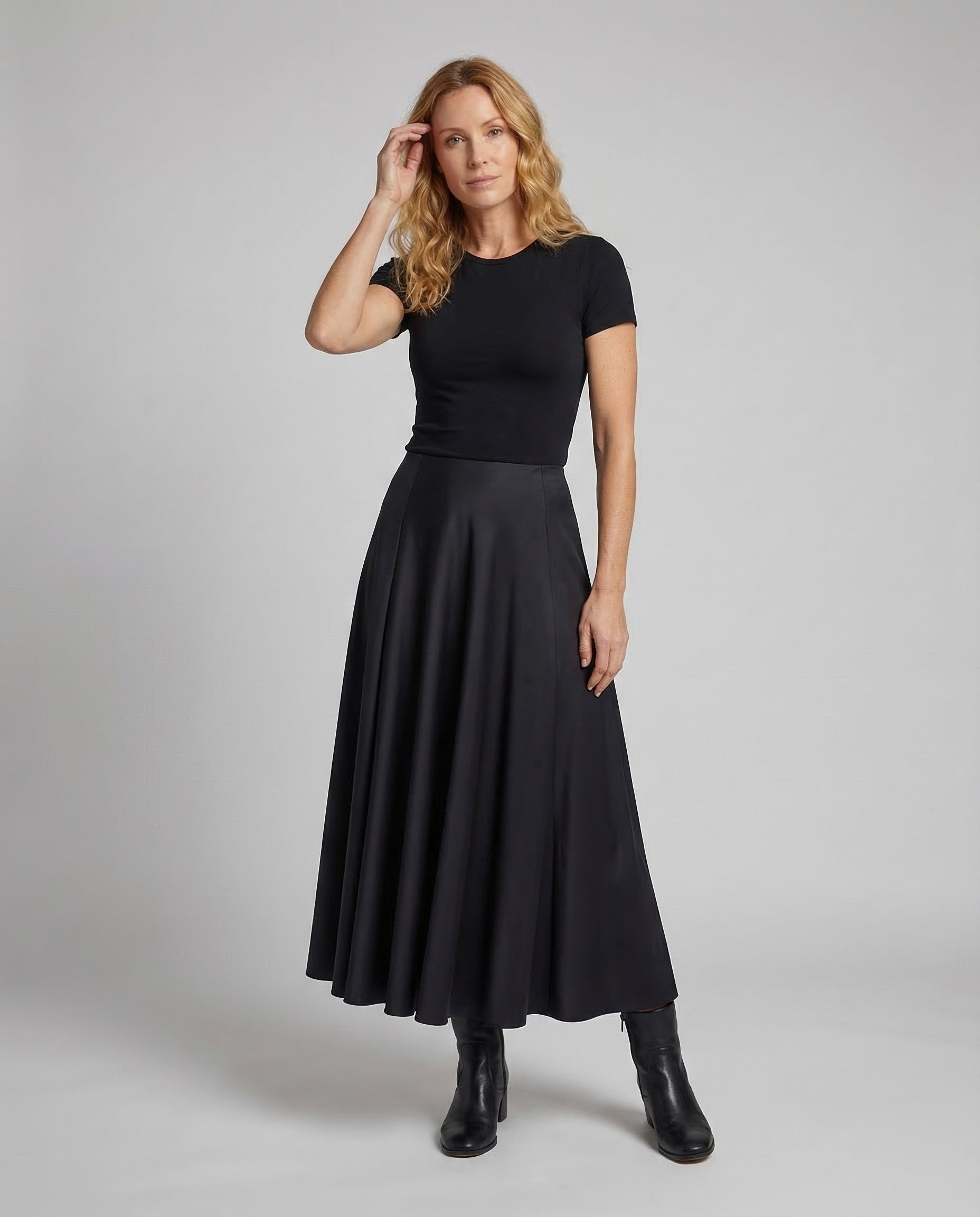 Damen Midirock High Waist Satin - Norvielle