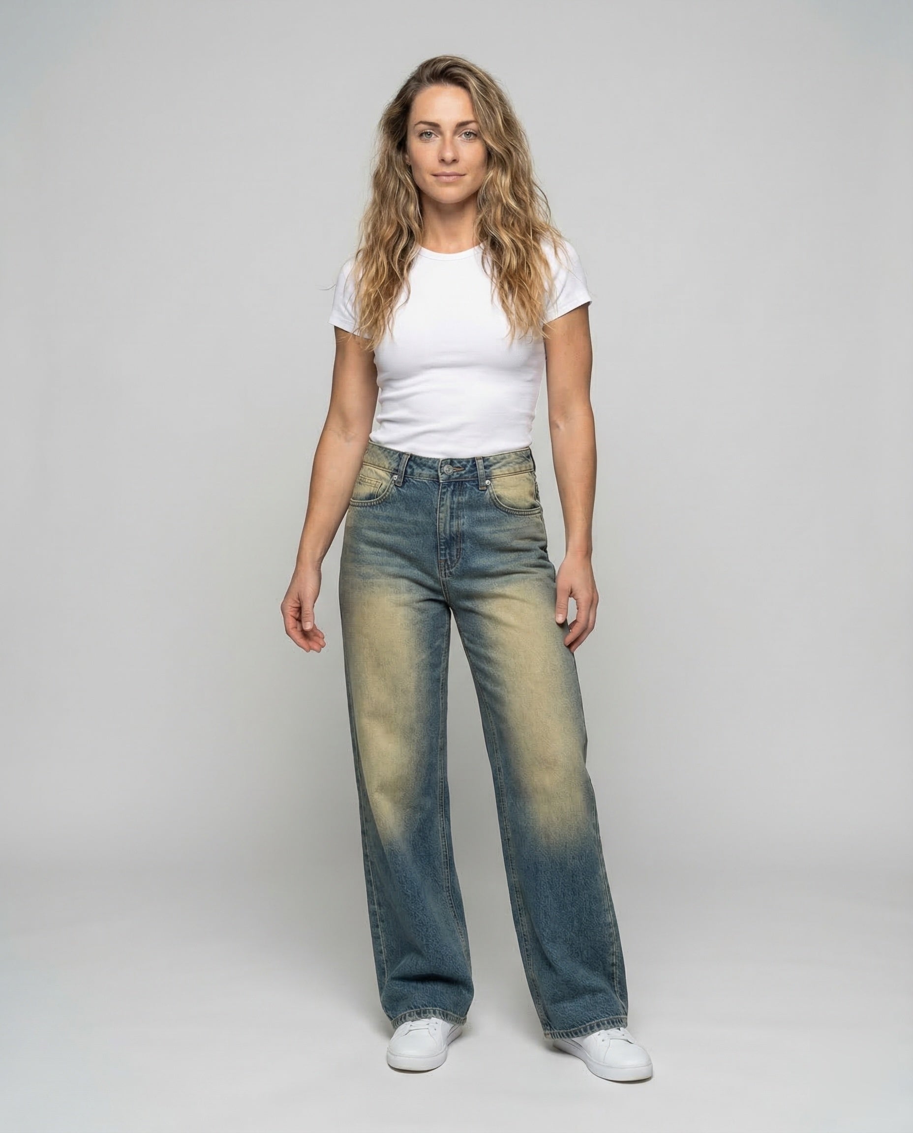 Damen High Waist Schlagjeans Denim - Norvielle