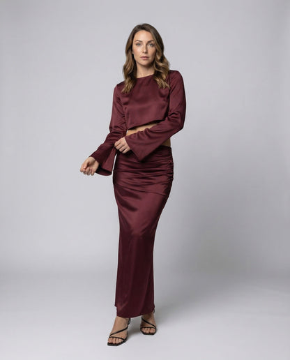 Damen Satin Abendkleid Set - Norvielle