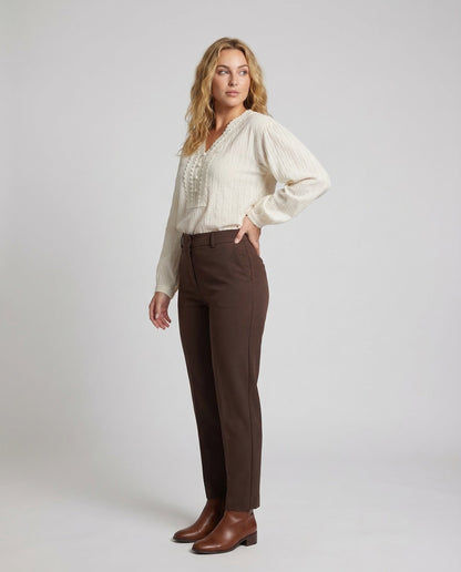 Damen Gauze Bluse aus Baumwolle mit Spitzenpasse - Norvielle