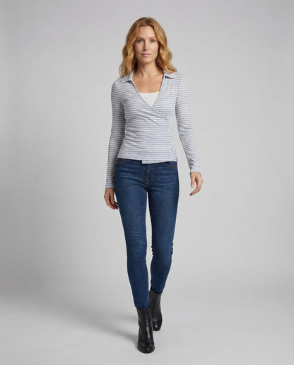 Damen Strickcardigan V-Ausschnitt Wickelstyle - Norvielle