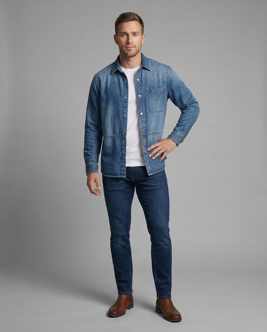 Herren Arbeitshemd Weites Jeanshemd - Norvielle