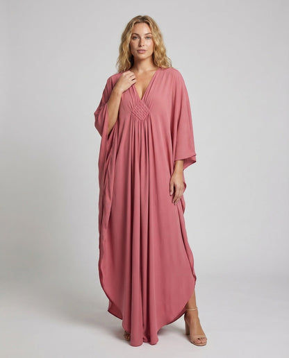 Damen Kaftan Kleid V-Ausschnitt Kimonoärmel - Norvielle