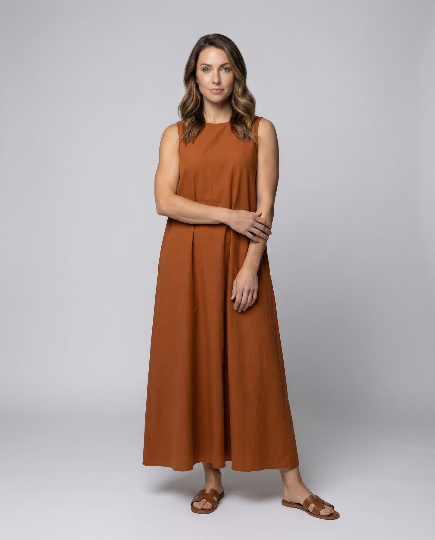 Damen Maxikleid Leinenmix Hängerschnitt - Norvielle