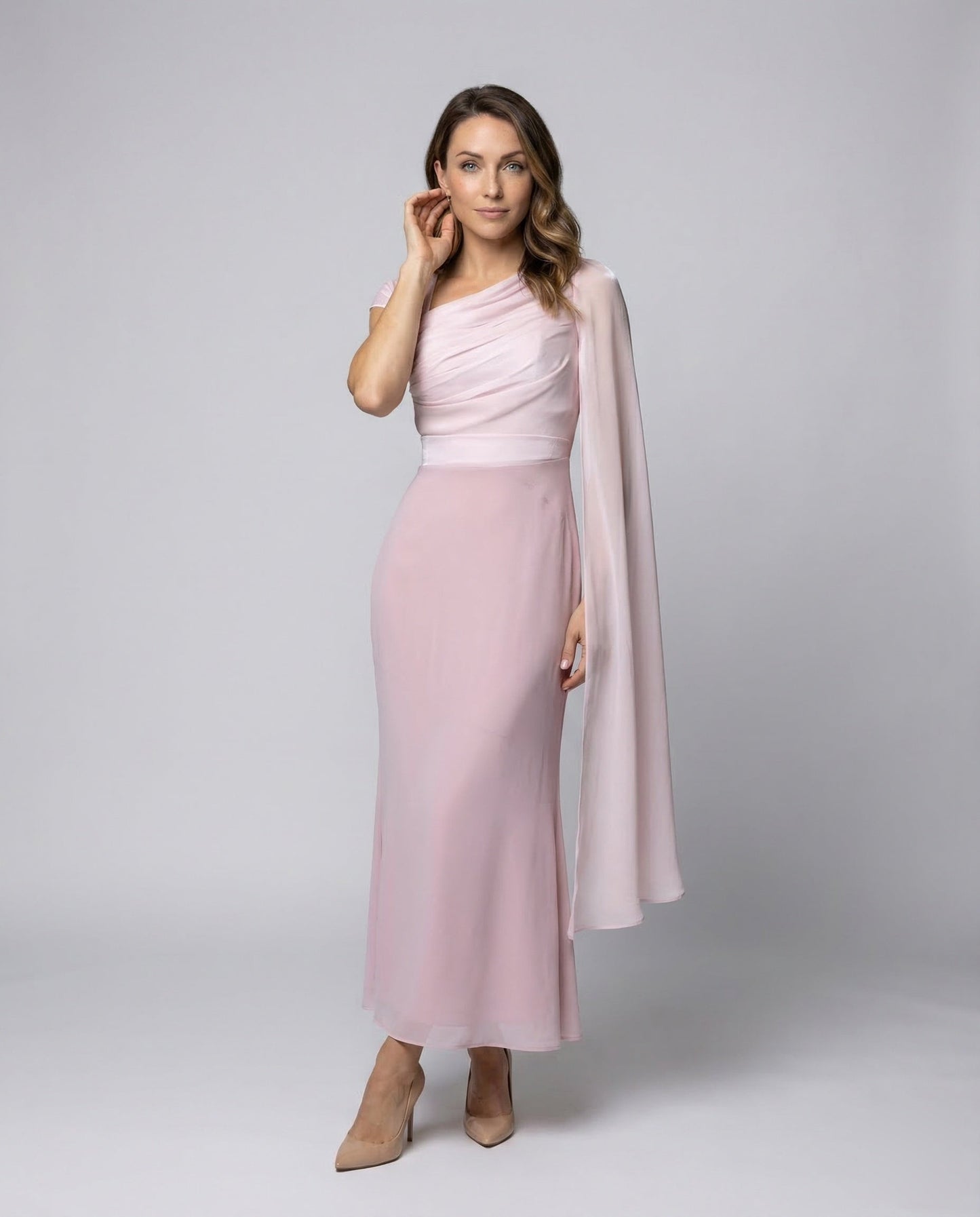 Damen Abendkleid Ein-Schulter-Design Cape-Ärmel - Norvielle