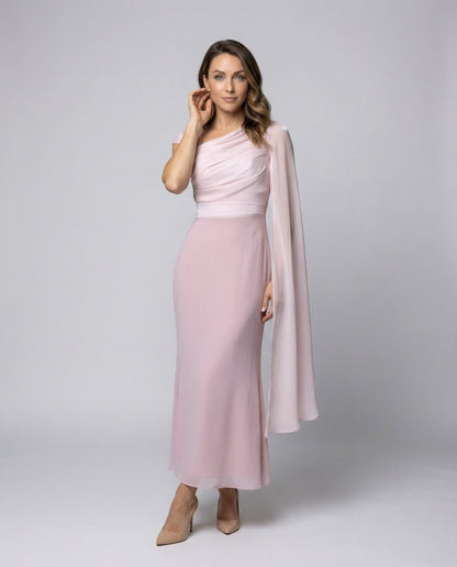 Damen Abendkleid Ein-Schulter-Design Cape-Ärmel - Norvielle