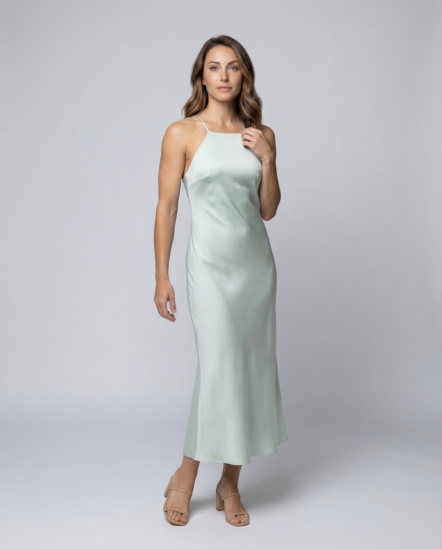 Damen Maxikleid Satin A-Linie Fließend - Norvielle