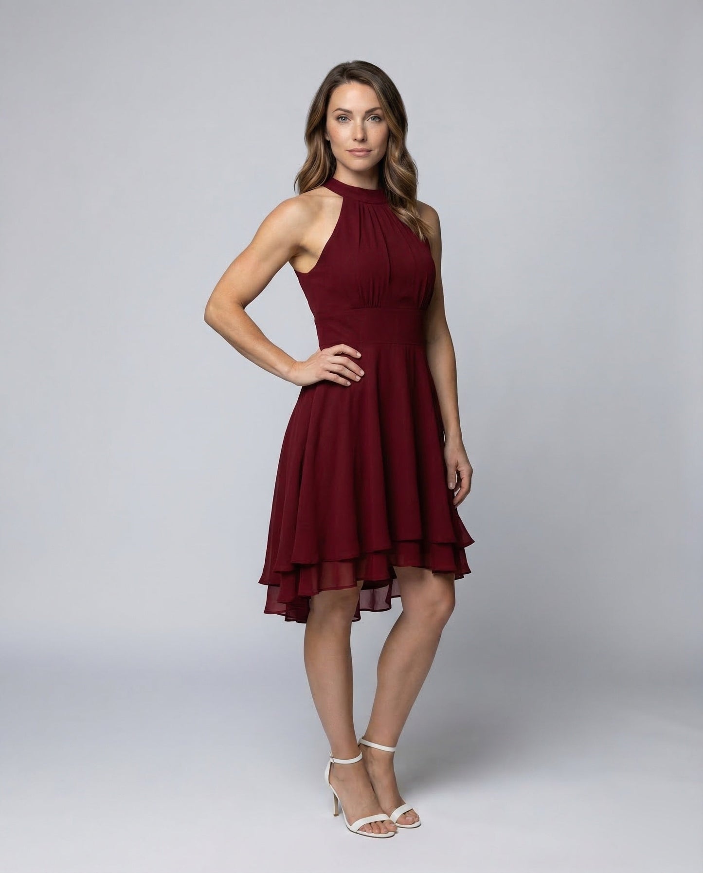 Damen Cocktailkleid Neckholder Stufenrock Mehrschichten - Norvielle