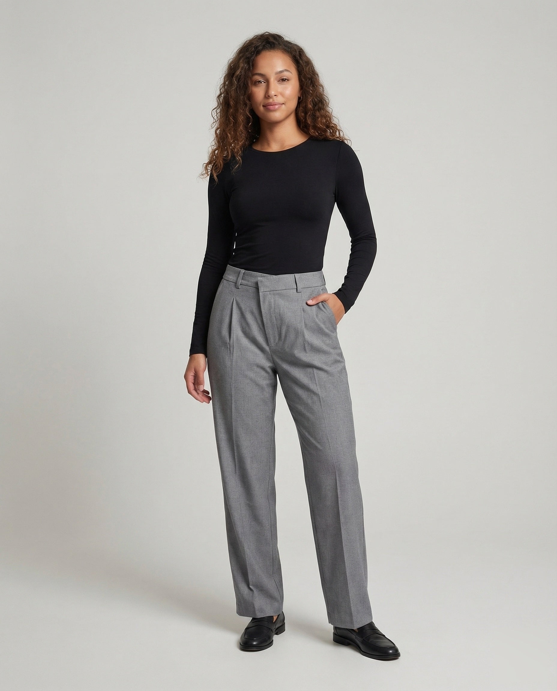 Damen Bügelfaltenhose mit Gürtelschlaufen - Norvielle