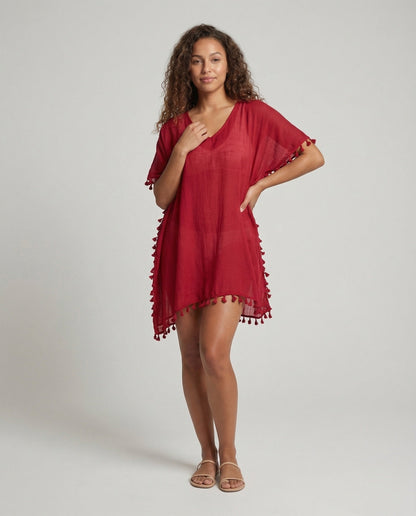 Damen Strandponcho Chiffon Quasten - Norvielle