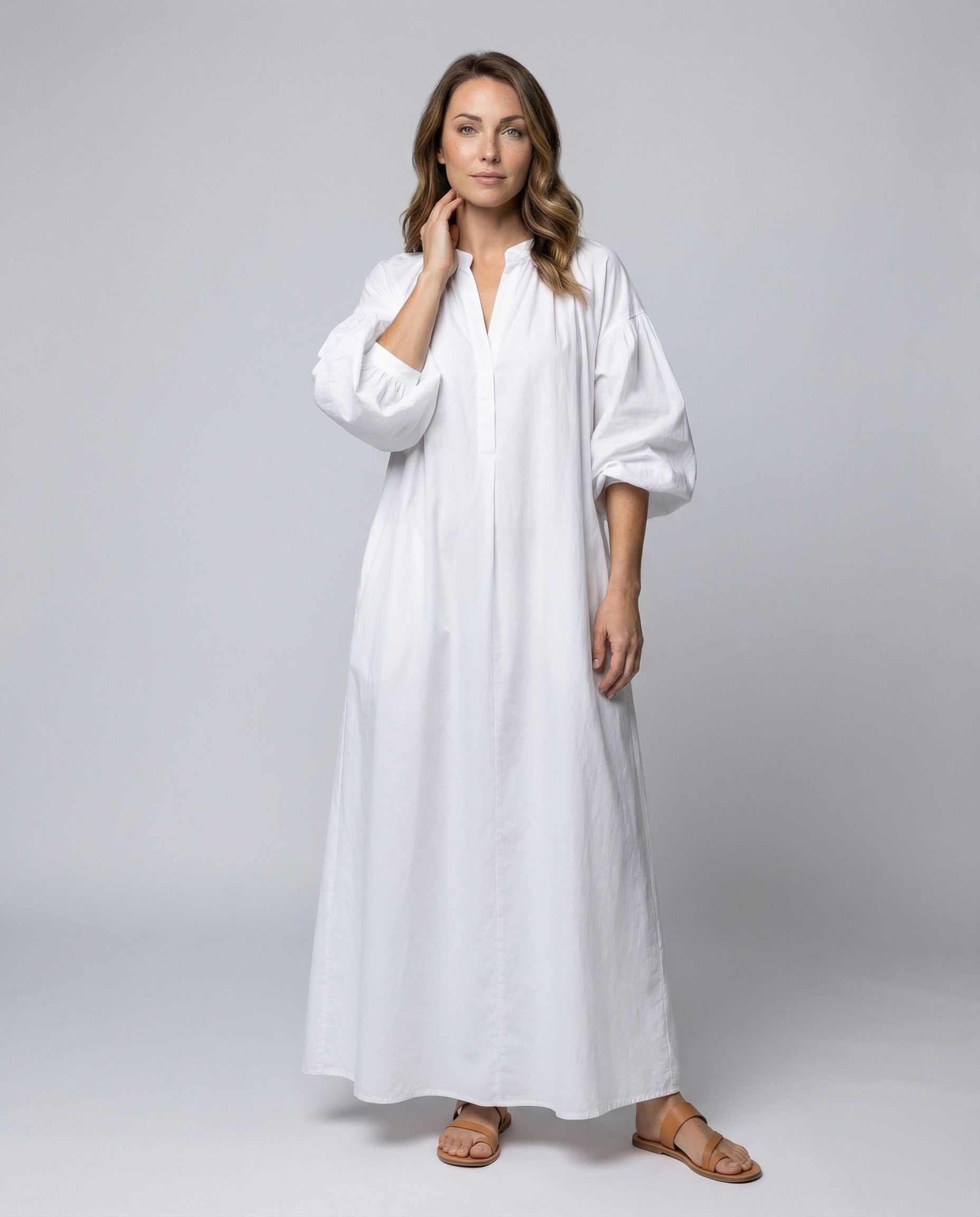 Damen Maxikleid Kaftan-Stil Ballonärmel - Norvielle