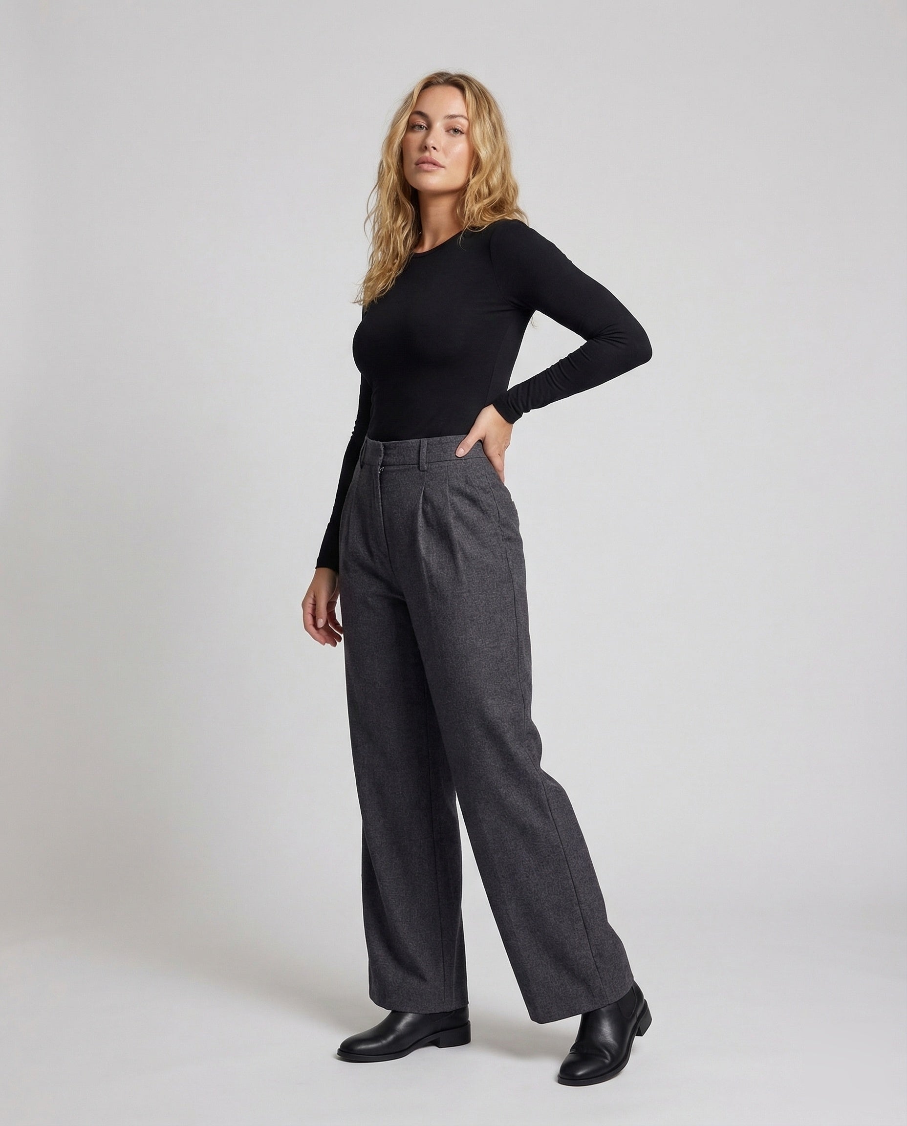 Damen Wollhose Twill mit Faltenbund - Norvielle