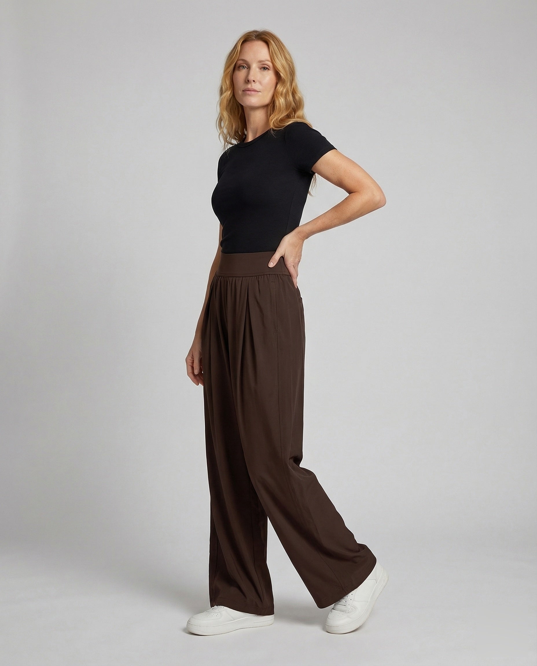 Damen Loungehose Elastischer Bund Mit Bundfalten - Norvielle