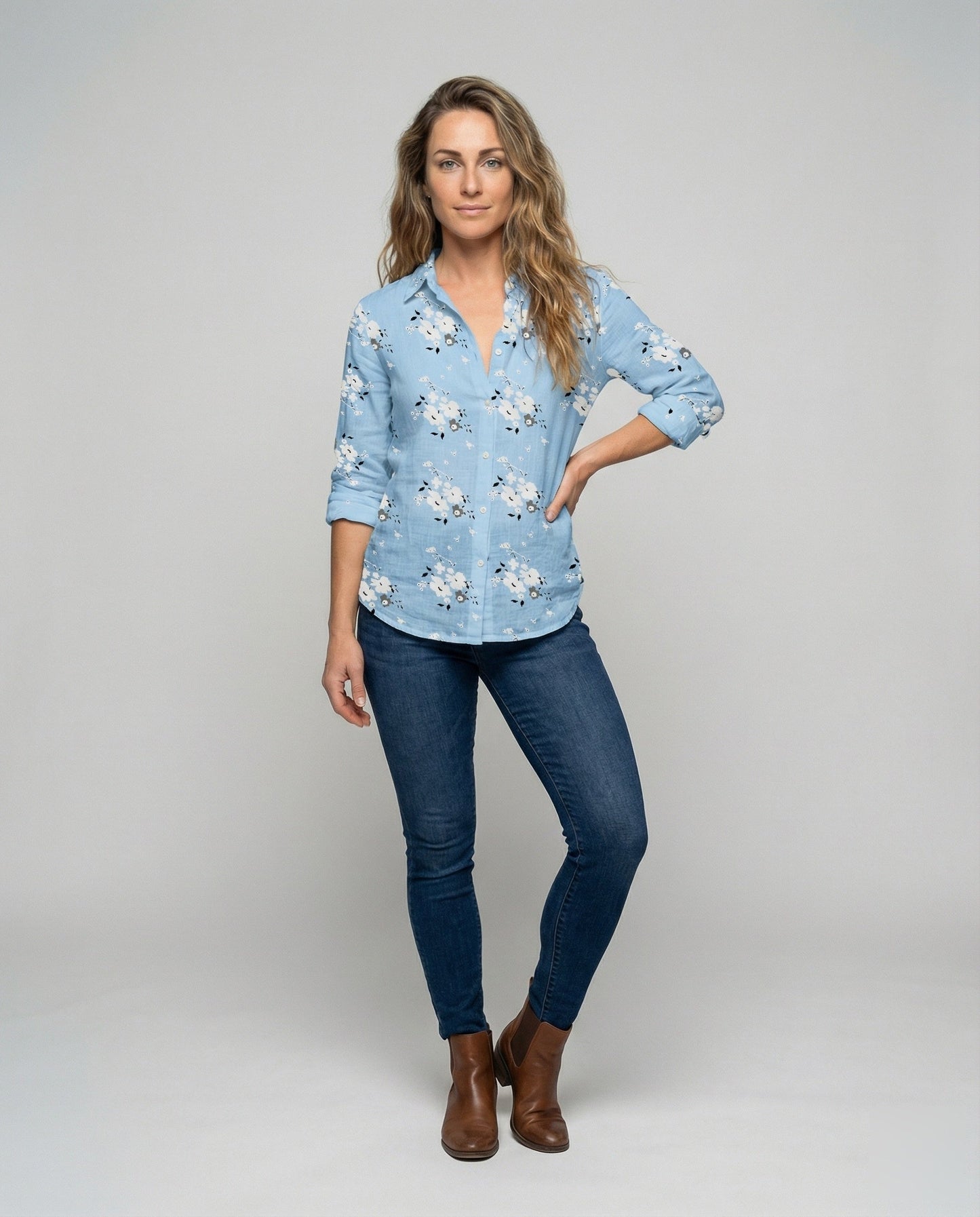 Damen Hemdbluse Musselin Leicht - Norvielle