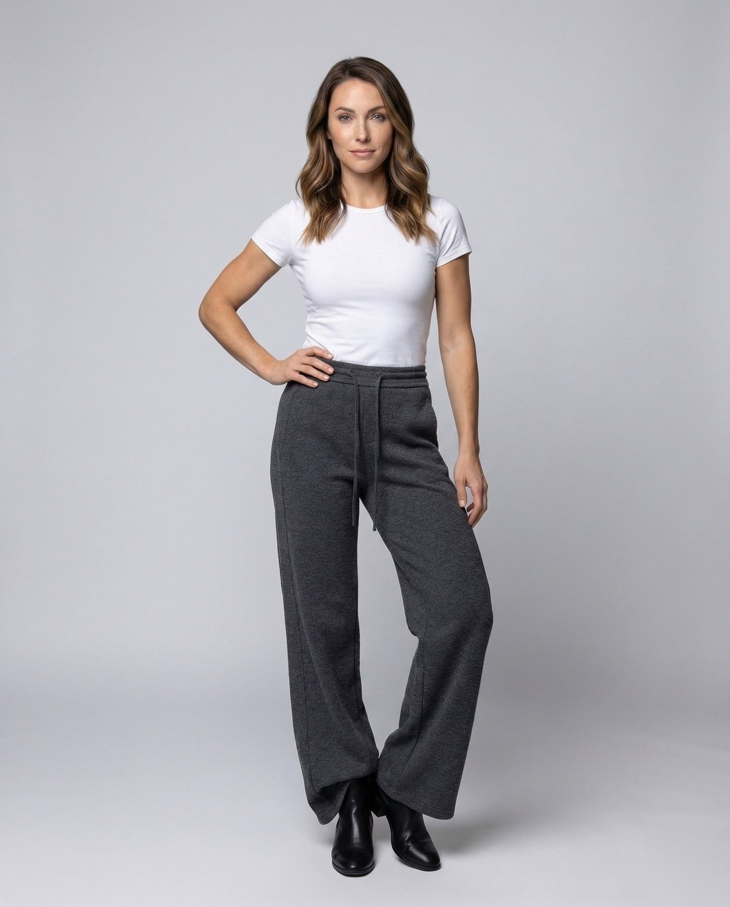 Damen Palazzo-Hose Hochgeschnitten Gefüttert - Norvielle