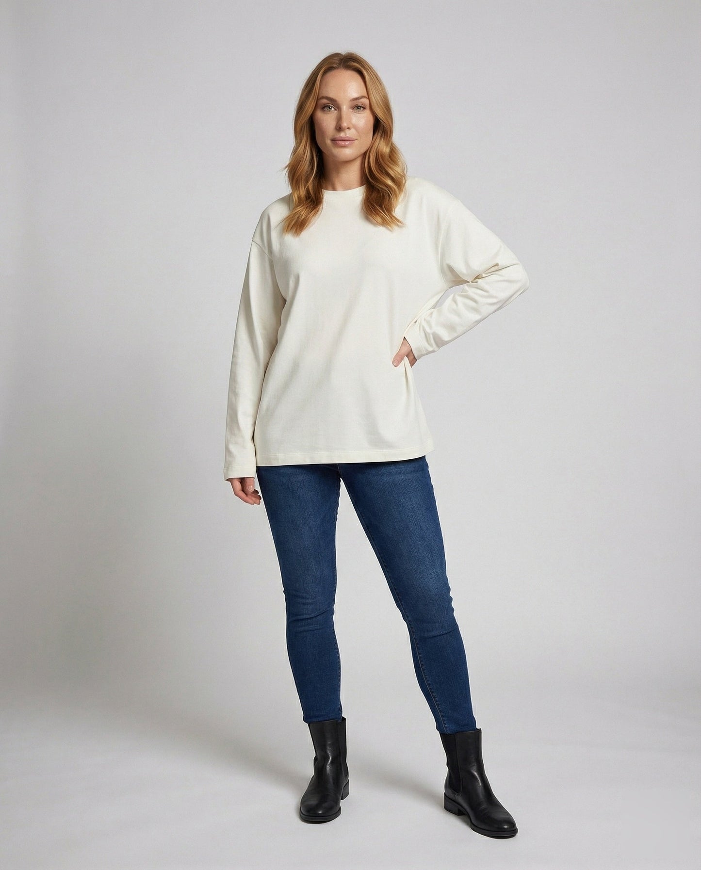 Damen Oversize Sweatshirt Rundhals Gerippt - Norvielle