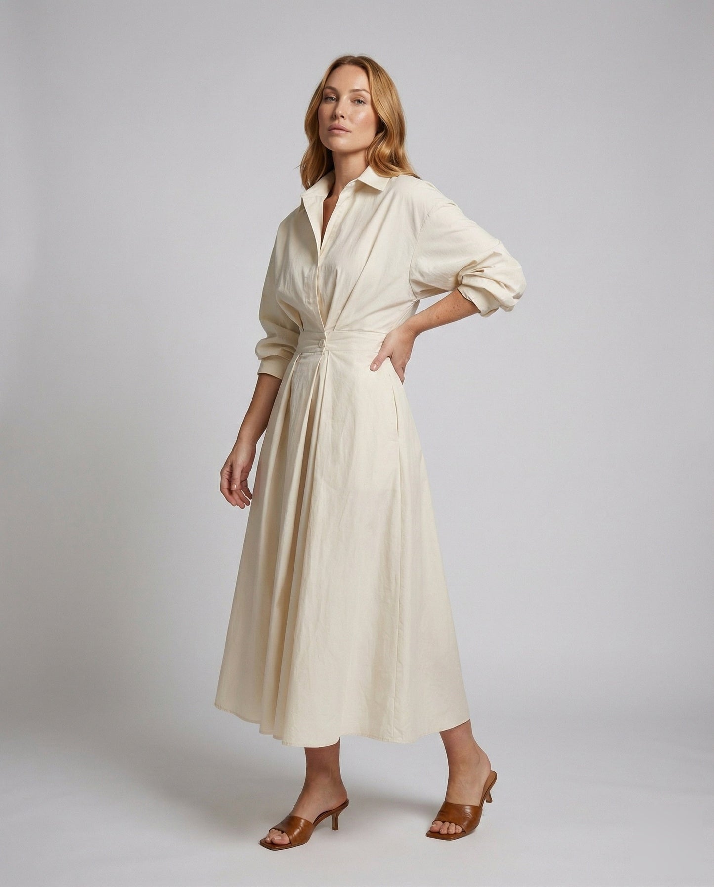 Damen Maxikleid mit Knotendrapage und Tellerrock - Norvielle