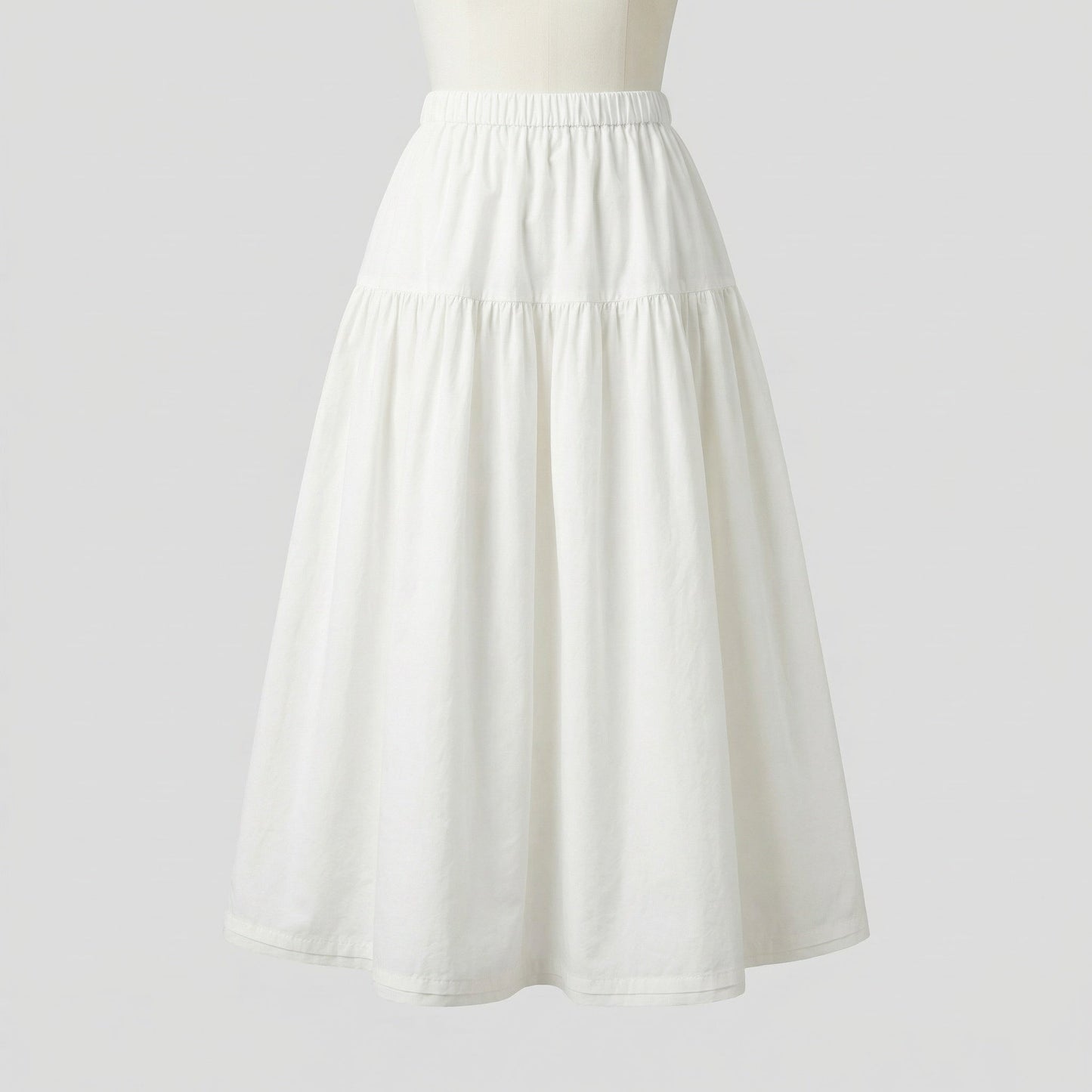 Damen Midi-Stufenrock Weich Gummibund