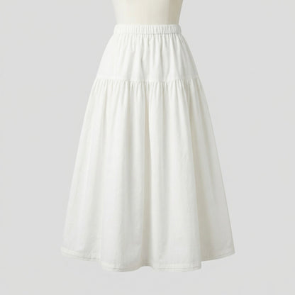 Damen Midi-Stufenrock Weich Gummibund