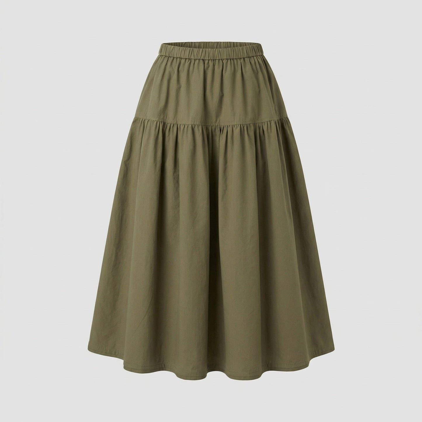 Damen Midi-Stufenrock Weich Gummibund