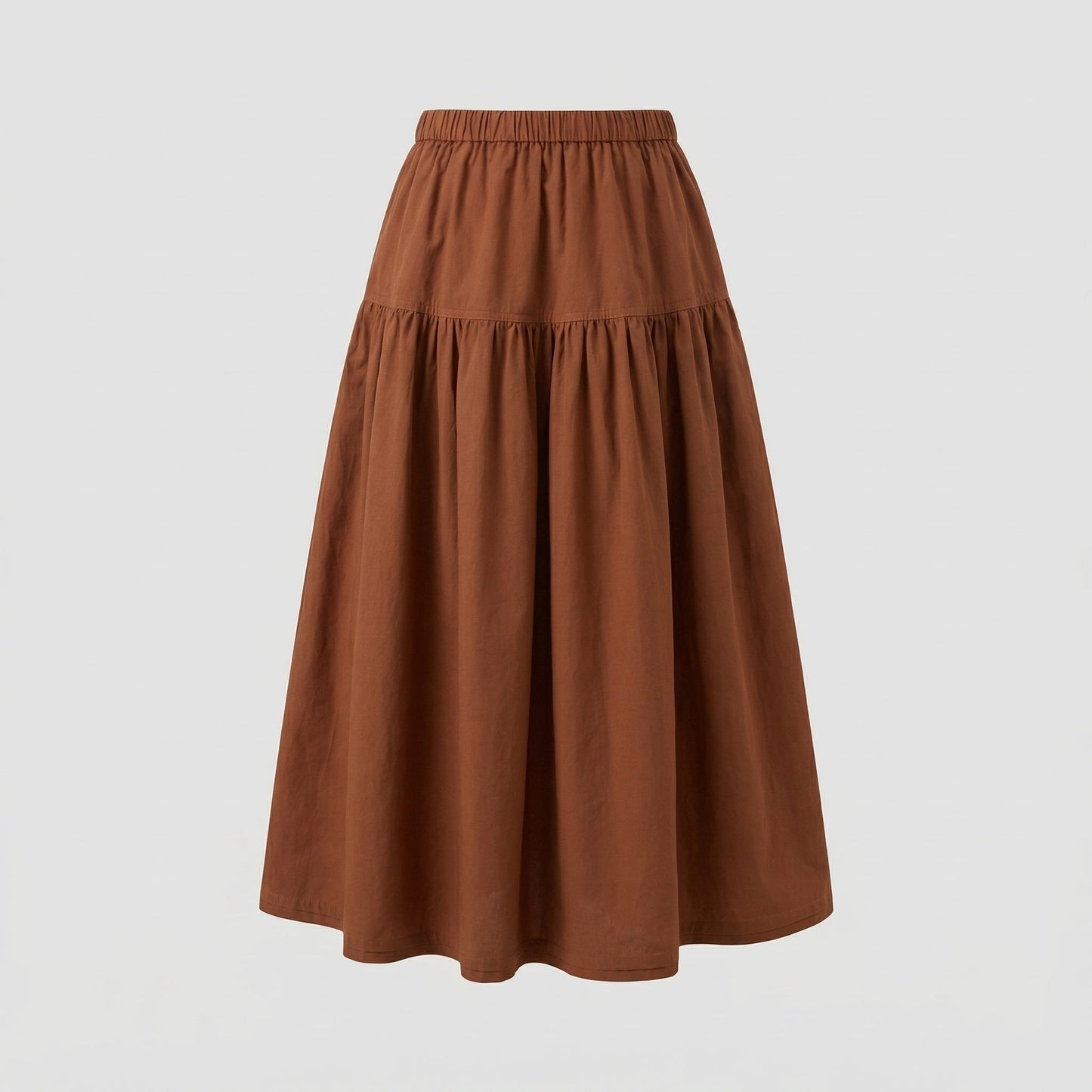 Damen Midi-Stufenrock Weich Gummibund