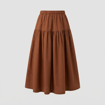 Damen Midi-Stufenrock Weich Gummibund
