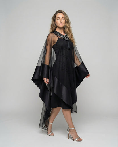 Damen Abendkleid mit Cape-Ärmeln Elegantes Abendkleid - Norvielle