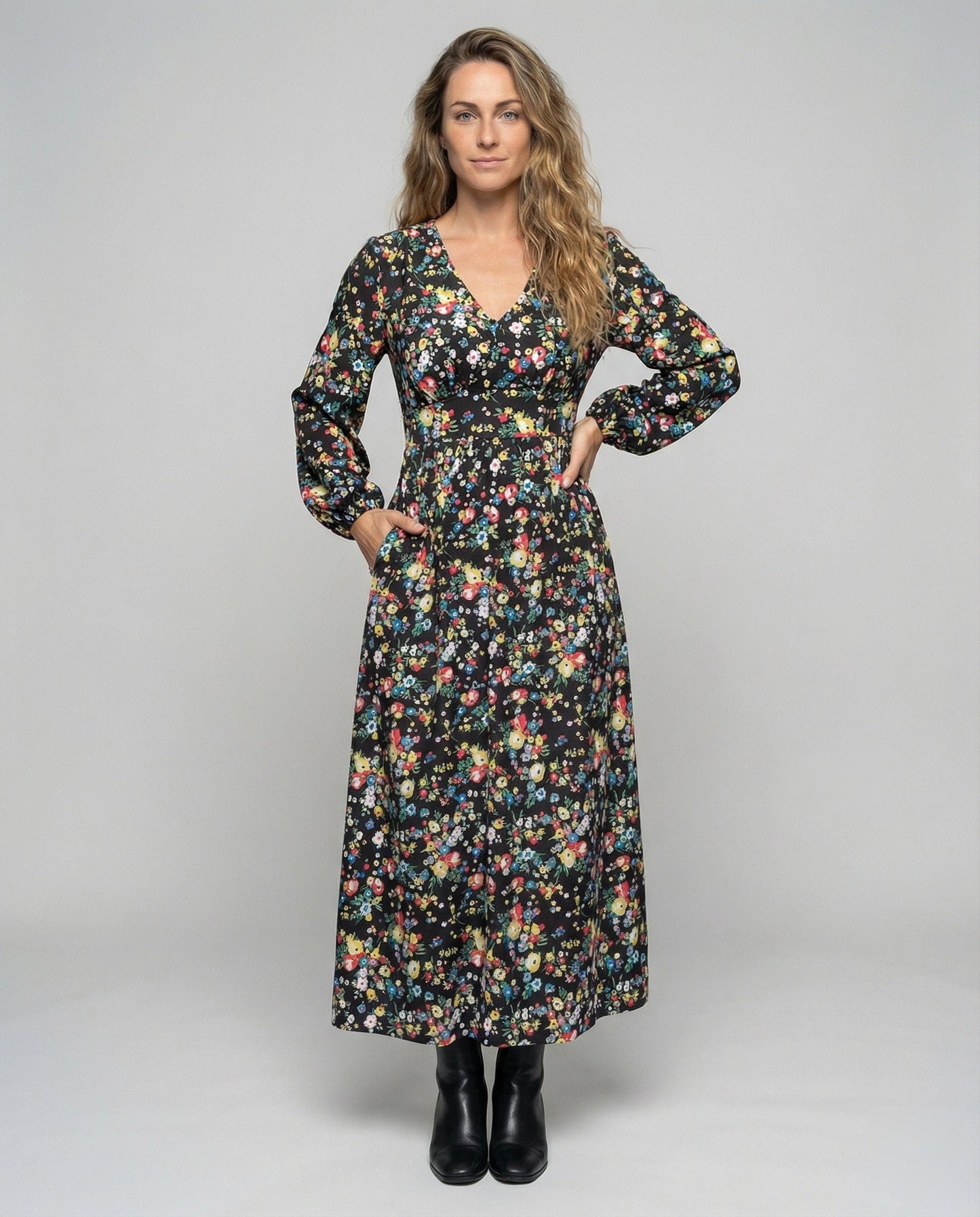 Damen Maxikleid Empire-Naht Floralmuster - Norvielle
