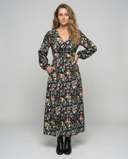 Damen Maxikleid Empire-Naht Floralmuster - Norvielle