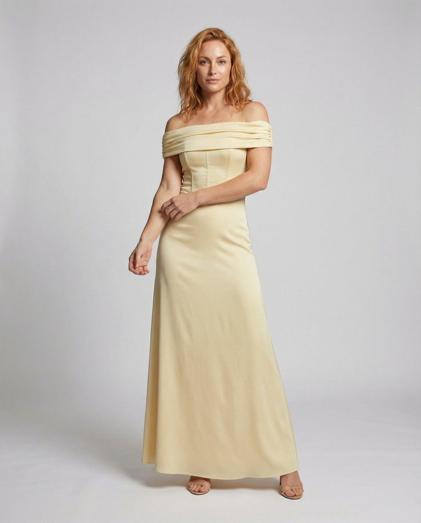 Damen Satin Abendkleid Schulterfrei Mieder - Norvielle