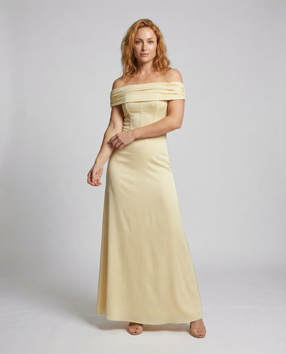 Damen Satin Abendkleid Schulterfrei Mieder - Norvielle