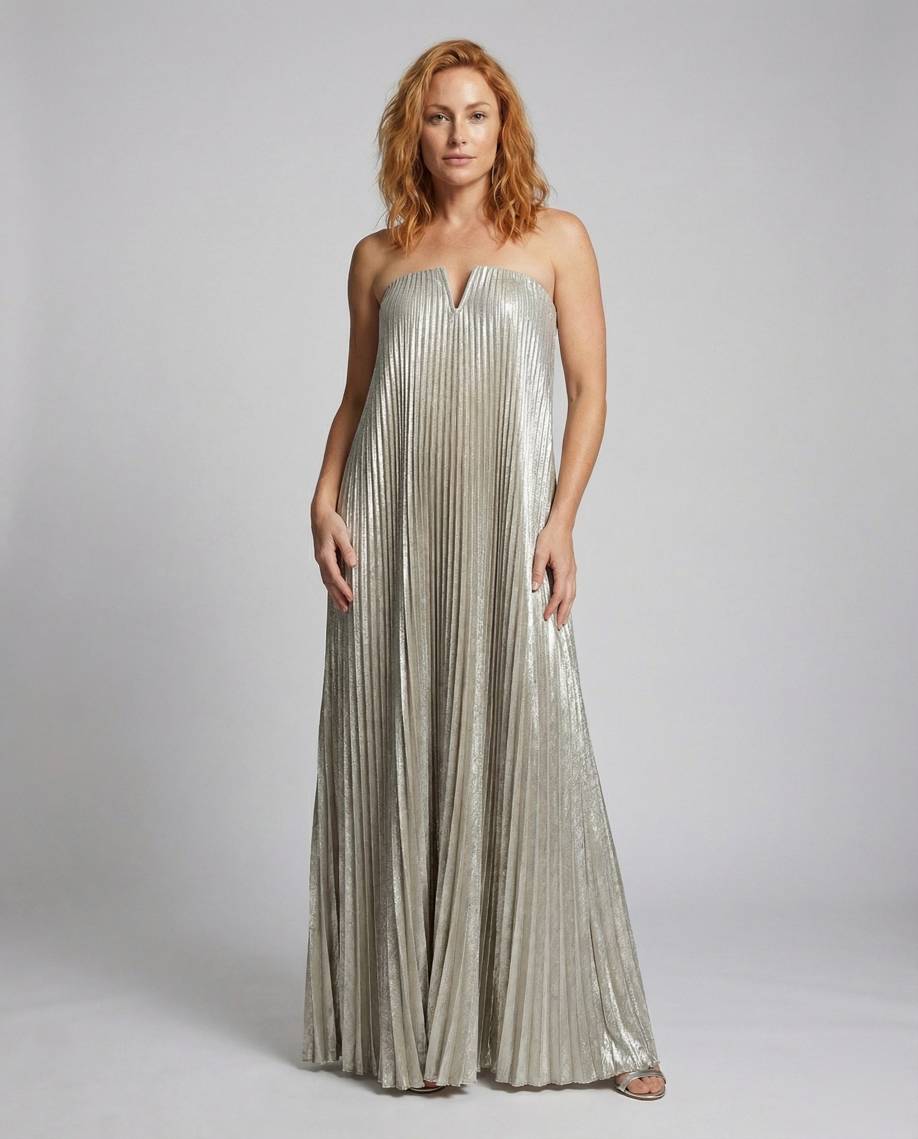 Damen Trägerloses Maxikleid Plissiert Abendkleid - Norvielle