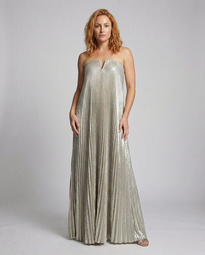 Damen Trägerloses Maxikleid Plissiert Abendkleid - Norvielle