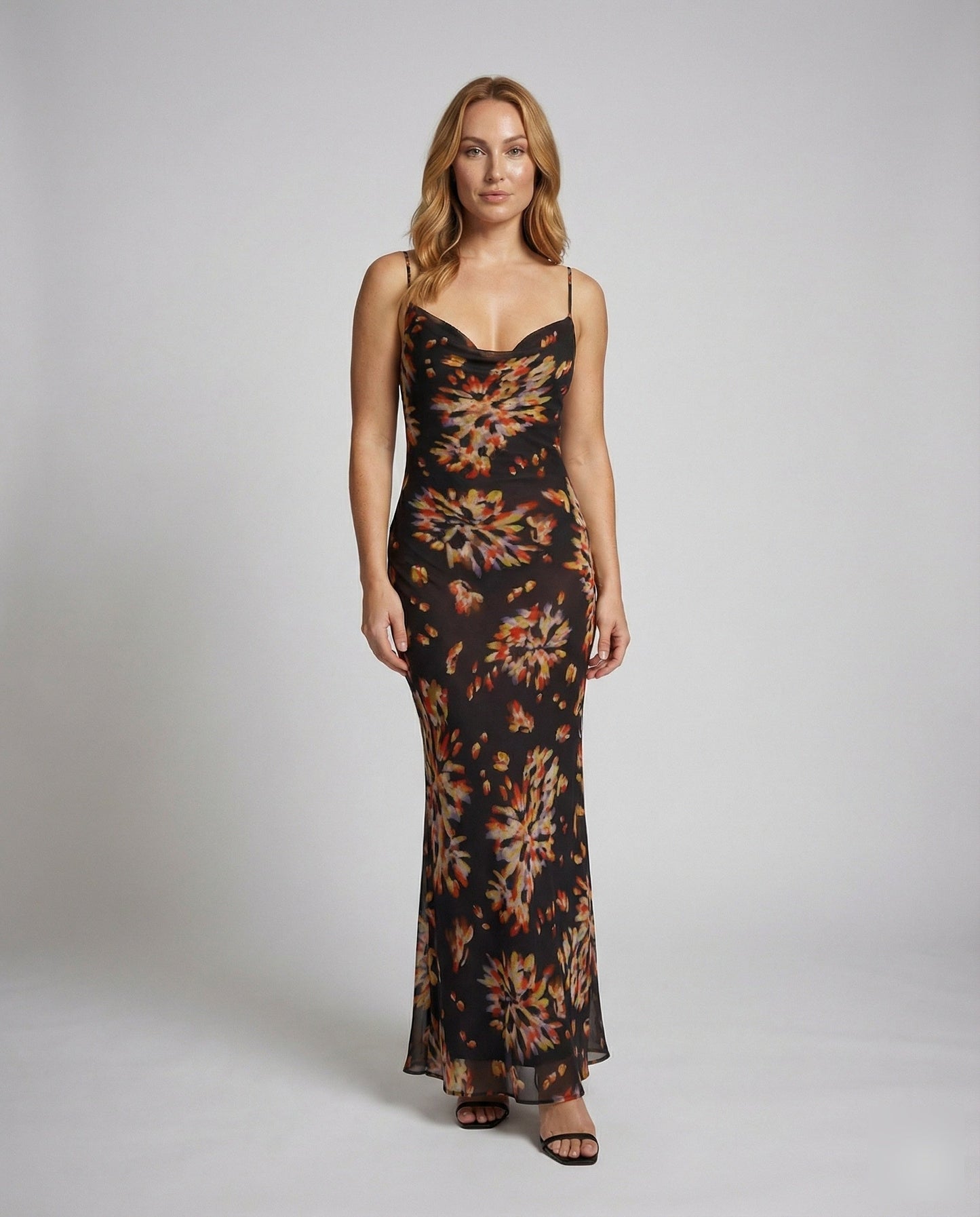 Damen Maxikleid Satin Bedruckt - Norvielle