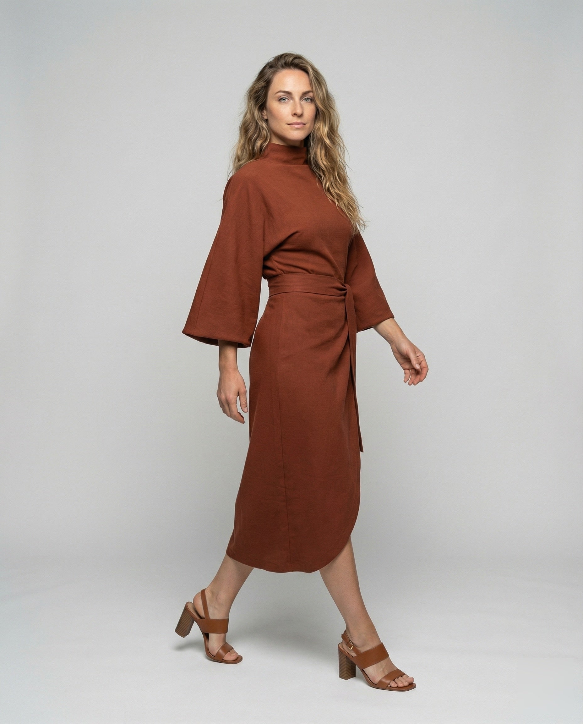 Damen Kimono Midikleid Drapiert - Norvielle